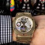 Perfect Replica Hublot Classic Fusion Black On All Gold Bezel Tourbillon Dial 43mm Watch